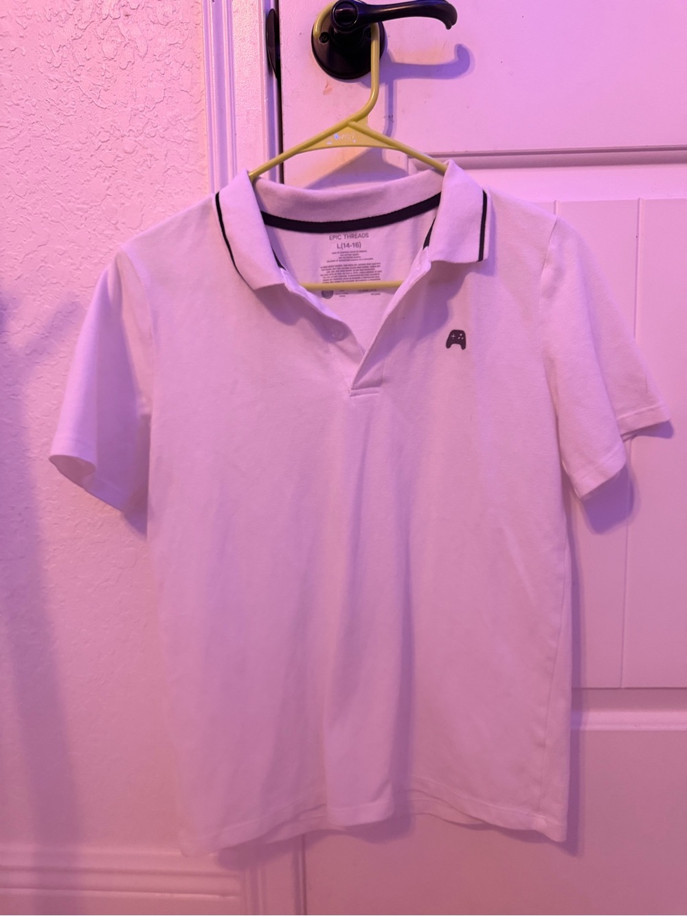 Epic Threads White Polo Tee with Black Trim